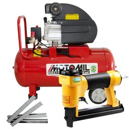 Motocompressor de Ar 8,7 pés 2HP 50 Litros  + Grampeador Pneumático