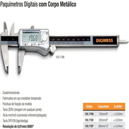 Paquímetro Digital Com Caixa Metálica - Resolução De 0,01mm/.0005 - Cap. 150mm/6