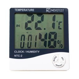 Termo-higrômetro máx./min temperatura digital interior/exterior tempo 12 h / 24 h umidade interna 0+50 °C 15-95% UR modelo NTC-2 NOVOTEST.BR NTC-2