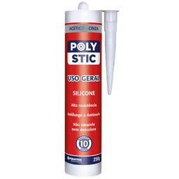 Silicone Acético Polystic Uso Geral Cinza 250g