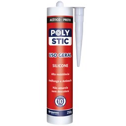 Silicone Acético Polystic Uso Geral Preto 250g