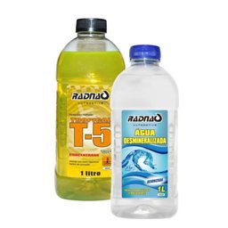 Fluido para Radiador Amarelo Concentrado Long Life Tropical T-5 1 Litro + Água Desmineralizada Deionizada 1 Litro