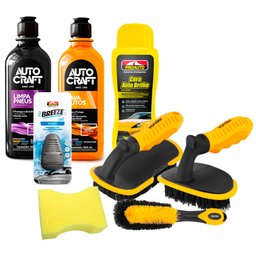 Combo de Escovas + Esponja + Shampoos de Limpeza de Auto