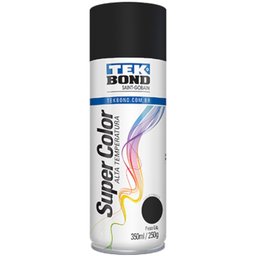 Tinta Spray Super Color Preto Fosco Alta Temperatura com 350ml / 250g