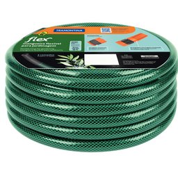 Mangueira Flex em PVC 3 Camadas 15m Verde com Engate Rosqueado e Esguicho