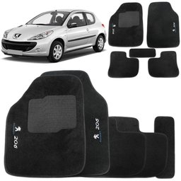 Tapete Carpete Peugeot 206 1999 a 2009 Preto 5 Peças