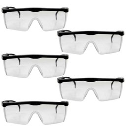Combo com 5 Óculos de Proteção RJ Incolor com Hastes Flexíveis