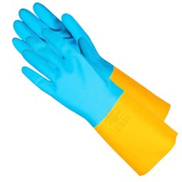 Luva de Látex/Neoprene P Amarela e Azul LNV 100  