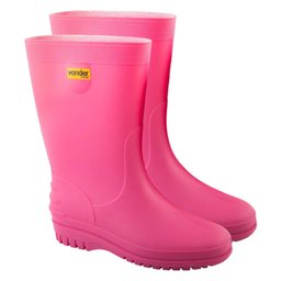 Bota de PVC, rosa, com forro, 34/35, 