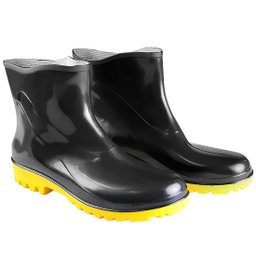 Bota Impermeável PVC Acqua Flex Cano Extra Curto Preto Solado Amarelo N°36