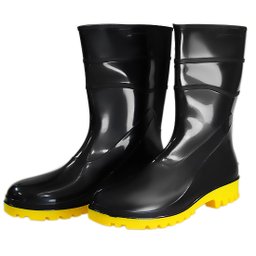 Bota Impermeável PVC Acqua Flex Cano Curto Preto com Solado Amarelo N° 35