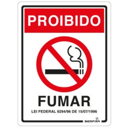 Placa Sinalizadora Proibido Fumar 15 x 20 cm