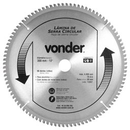 Lâmina de Serra Circular com Vídea para Alumínio  96 Dentes 300mm x 30mm