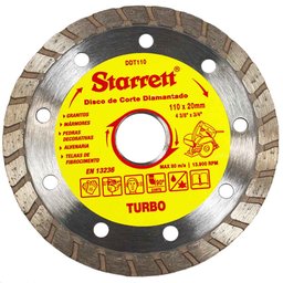 Disco de Corte Diamantado Turbo de 110 x 20mm
