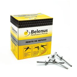 Rebite Repuxo Aluminio 3,2X10 Mm Polido Belenus 500 Un