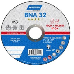 DISCO CORTE NORTON INOX 7 X 1/8 X 7/8  BNA32 AZUL