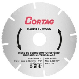 Disco de Corte Tungstênio 180mm para Madeira
