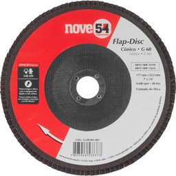 Disco de desbaste/acabamento flap-disc cônico 7 Pol. grão 60 costado de fibra NOVE54