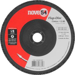 Disco de desbaste/acabamento flap-disc cônico 7 Pol. grão 80 costado de fibra NOVE54-NOVE54-1280081007