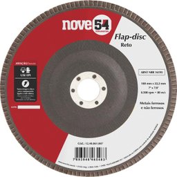Disco de desbaste/acabamento flap-disc reto 7 Pol. grão 50 costado de fibra NOVE54