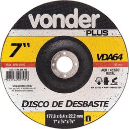 Disco De Desbaste 177,8x5,0x22,22 Para Aço Carbono Vda64 - V-Vonder Plus-331424