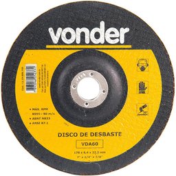 Disco De Desbaste 177,8x6,4x22,22 Para Aço Carbono Vda60 - V-Vonder-331214