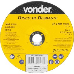 Disco de Desbaste 180 mm x 6,4 mm x 22,23 mm Vonder-Vonder-331420