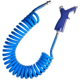 Kit com Mangueira Espiral Azul 3,5 x 8 mm 3,5 Metros e Bico de Limpeza