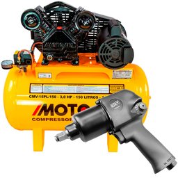 Compressor Air Power MOTOMIL-CMV-15PL/150 15 Pés Bivolt Mono + Chave Parafusadeira de 1/2 Pol. -MOTOMIL-K1191