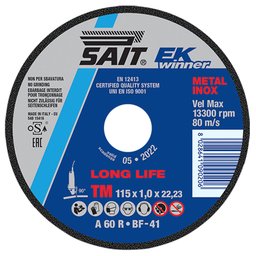 Disco de Corte para Aço Inox 115 x 1,0 x 22,2 mm -SAIT-A60R