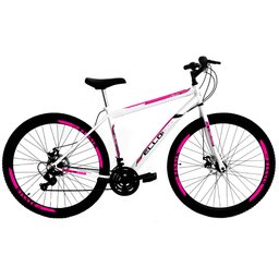 Bicicleta Aro 29 com 21 Marchas e Freio a Disco Branco e Vermelho-ELLOBIKE-18031888