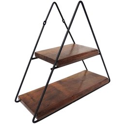 Nicho Triângulo Steel Wood Preto 40 x 15 x 35cm