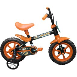 Bicicleta Infantil de Aço Preta e Laranja Aro 12 