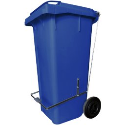 Carrinho Coletor de Lixo Azul 120L com Pedal