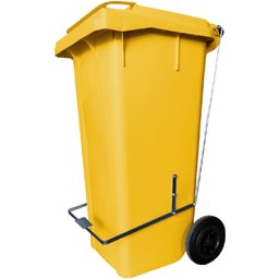 Carrinho Coletor de Lixo Amarelo 120L com Pedal