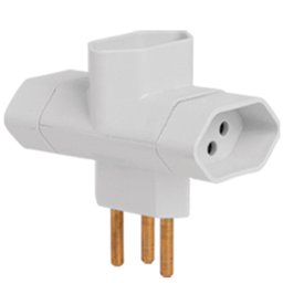 Pino Tipo T 3 Saídas Branco 10A 250V 