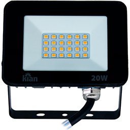 Refletor Led Branca Quente Preto 3000K 20W Bivolt 