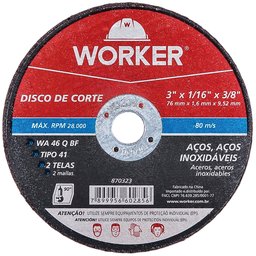 Disco de Corte Aço Inox 76 X 9,52mm -WORKER-870323