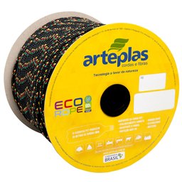 Corda Eco Rope Preta com Detalhes Sortidos 10mm com 165M