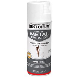 Tinta Spray Premium Metal Protection Branco Fosco Antiferrugem 430ml