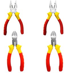 2 Alicates de Corte Diagonal Polido 6Pol. + 2 Alicates Universal Modelo Europeu com Níquel 8 Pol.	