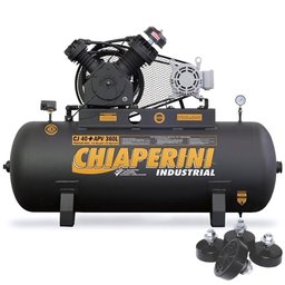 Jogo Compressor 40 pés 360 Litros Trifásico 220/380V 10HP com Amortecedor de Vibração CHIAPERINI