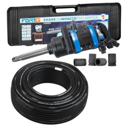 Chave Parafusadeira de Impacto Pneumática 1 Pol. 4200Nm FG3500 Fort-G + Rolo de Mangueira Trançada Preta 1/2 Pol. 50 Metros - PT500	