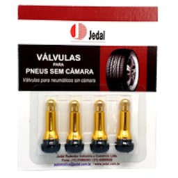 Válvula TR 414 Ouro para Pneus sem Câmara com 4 Peças.