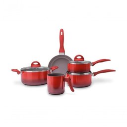 Jogo De Panelas 5 Peças Ceramic Life Magnólia - Brinox Vermelho