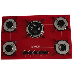 Fogão Cooktop 5 Bocas Tripla Chama Vermelho Bivolt