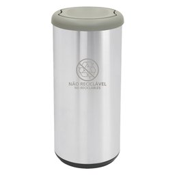 Lixeira Inox com Tampa Basculante Cinza 40 Litros