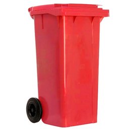 Carrinho Coletor de Lixo Vermelho 120 Litros 