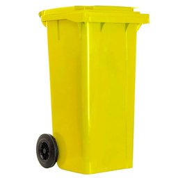 Carrinho Coletor de Lixo Amarelo 120 Litros 