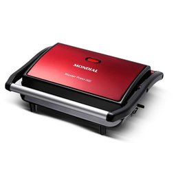 Grill E Sanduicheira Mondial Press Ceramic Preto Com Vermelho 127V